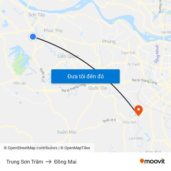 Trung Sơn Trầm to Đồng Mai map