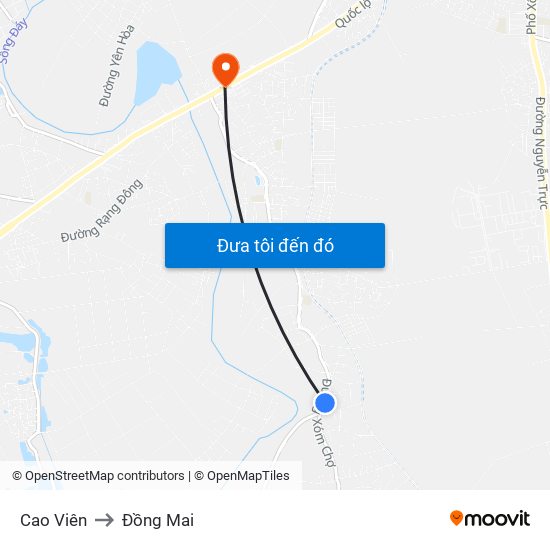 Cao Viên to Đồng Mai map