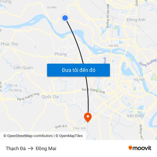Thạch Đà to Đồng Mai map