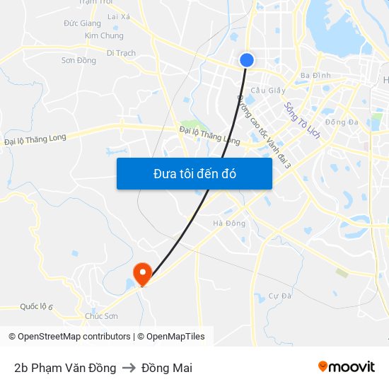 2b Phạm Văn Đồng to Đồng Mai map