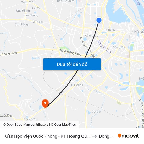 Gần Học Viện Quốc Phòng - 91 Hoàng Quốc Việt to Đồng Mai map