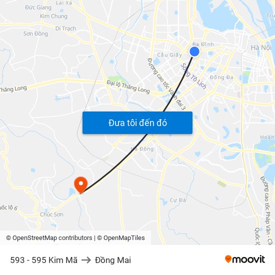 593 - 595 Kim Mã to Đồng Mai map