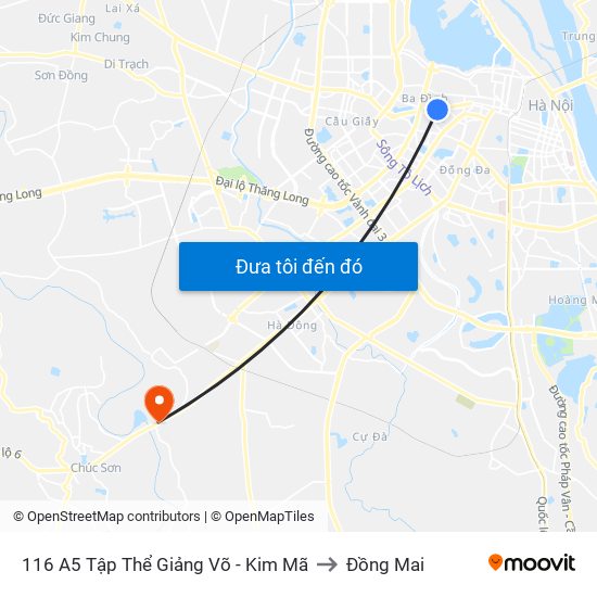 116 A5 Tập Thể Giảng Võ - Kim Mã to Đồng Mai map
