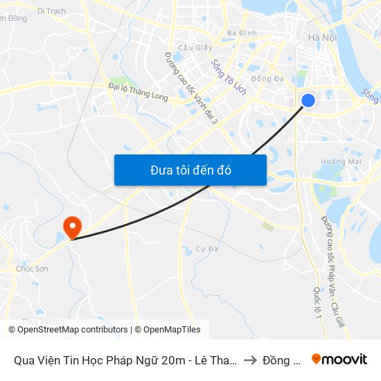 Qua Viện Tin Học Pháp Ngữ 20m - Lê Thanh Nghị to Đồng Mai map