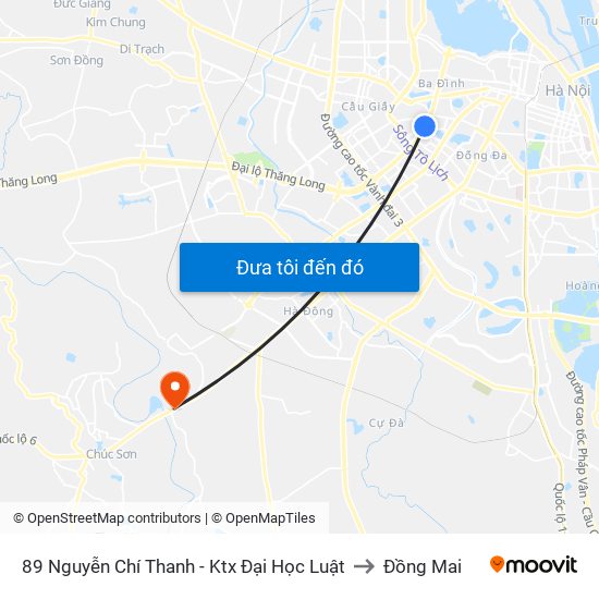 89 Nguyễn Chí Thanh - Ktx Đại Học Luật to Đồng Mai map