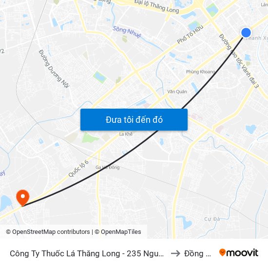 Công Ty Thuốc Lá Thăng Long - 235 Nguyễn Trãi to Đồng Mai map