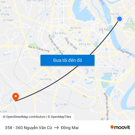 358 - 360 Nguyễn Văn Cừ to Đồng Mai map