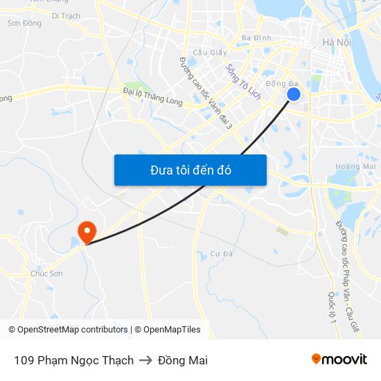 109 Phạm Ngọc Thạch to Đồng Mai map