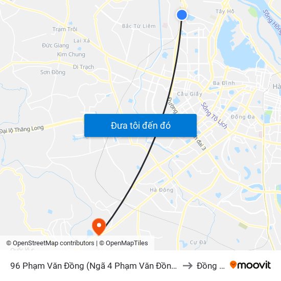 96 Phạm Văn Đồng (Ngã 4 Phạm Văn Đồng - Xuân Đỉnh) to Đồng Mai map