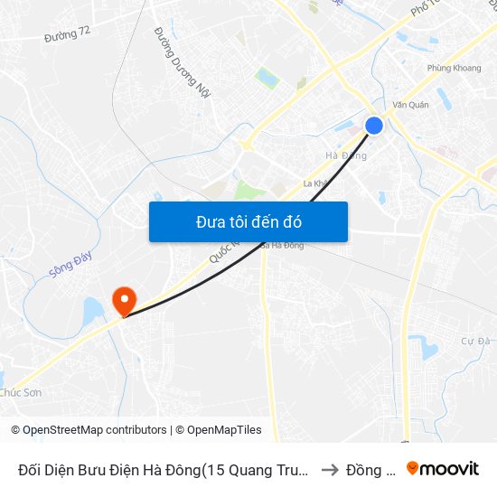 Đối Diện Bưu Điện Hà Đông(15 Quang Trung Hà Đông) to Đồng Mai map