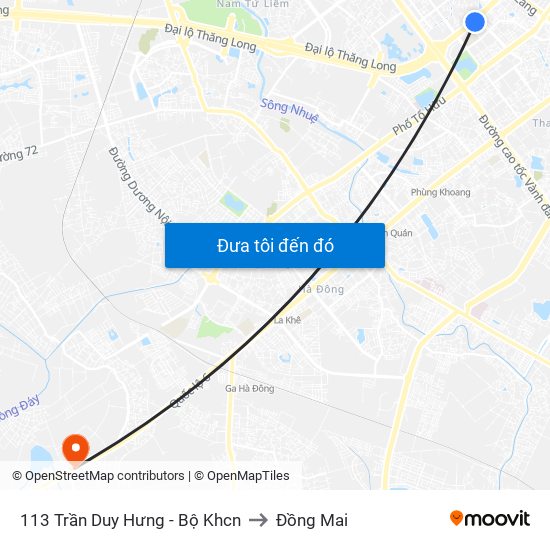 113 Trần Duy Hưng - Bộ Khcn to Đồng Mai map