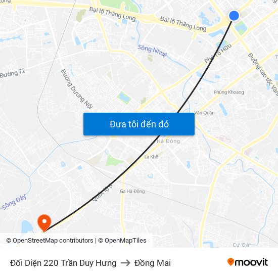 Đối Diện 220 Trần Duy Hưng to Đồng Mai map