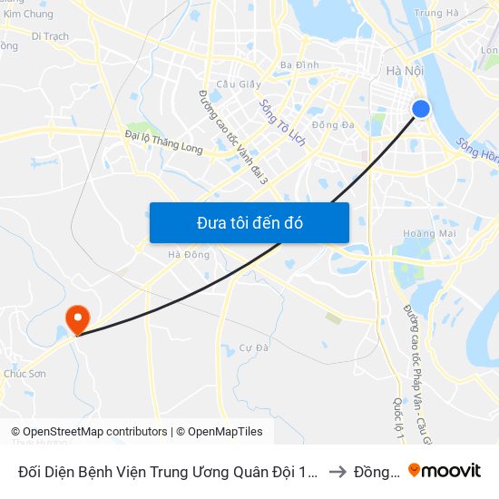 Đối Diện Bệnh Viện Trung Ương Quân Đội 108 - Trần Hưng Đạo to Đồng Mai map