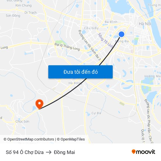 Số 94 Ô Chợ Dừa to Đồng Mai map
