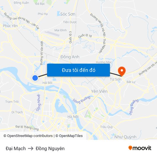 Đại Mạch to Đồng Nguyên map