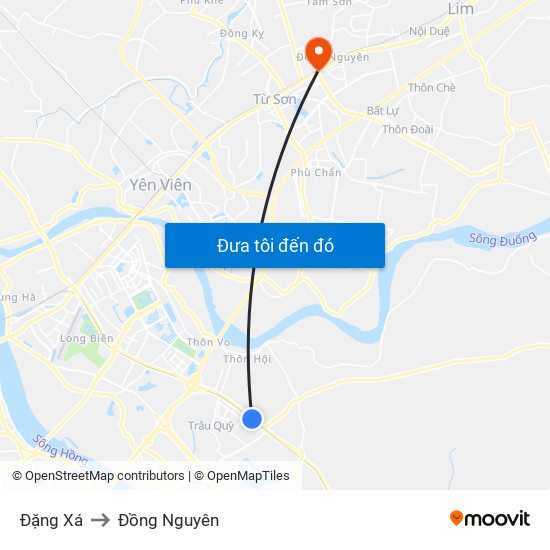 Đặng Xá to Đồng Nguyên map