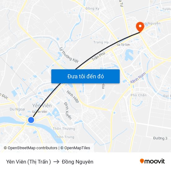 Yên Viên (Thị Trấn ) to Đồng Nguyên map