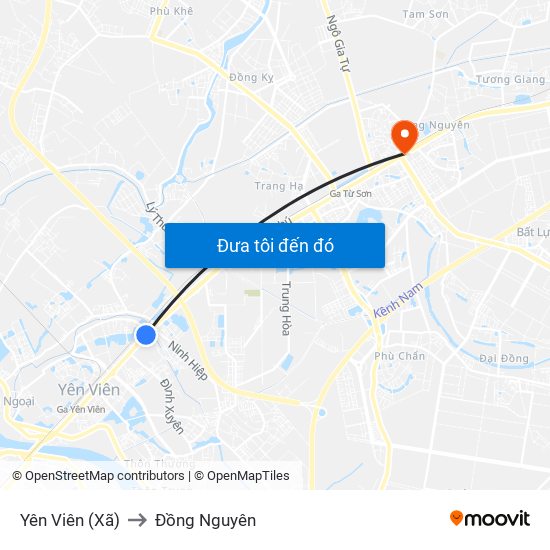 Yên Viên (Xã) to Đồng Nguyên map