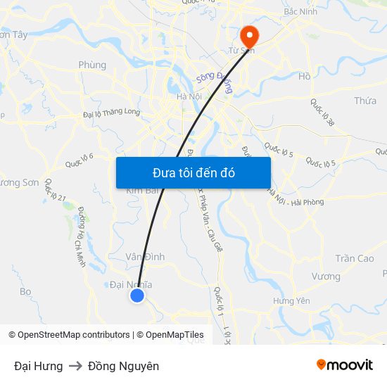 Đại Hưng to Đồng Nguyên map