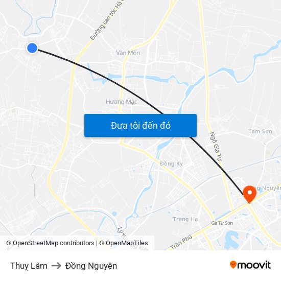 Thuỵ Lâm to Đồng Nguyên map