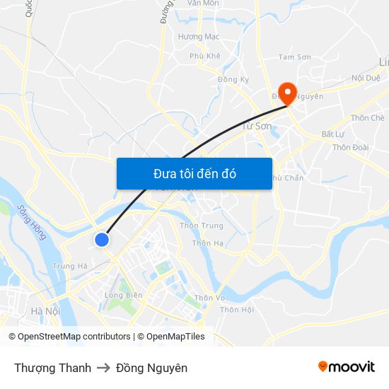 Thượng Thanh to Đồng Nguyên map