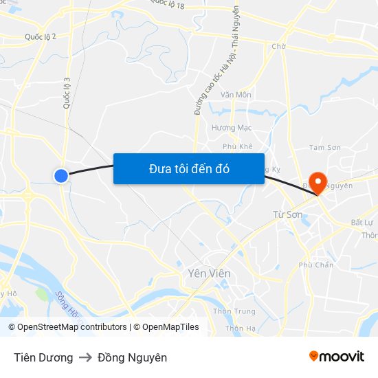 Tiên Dương to Đồng Nguyên map