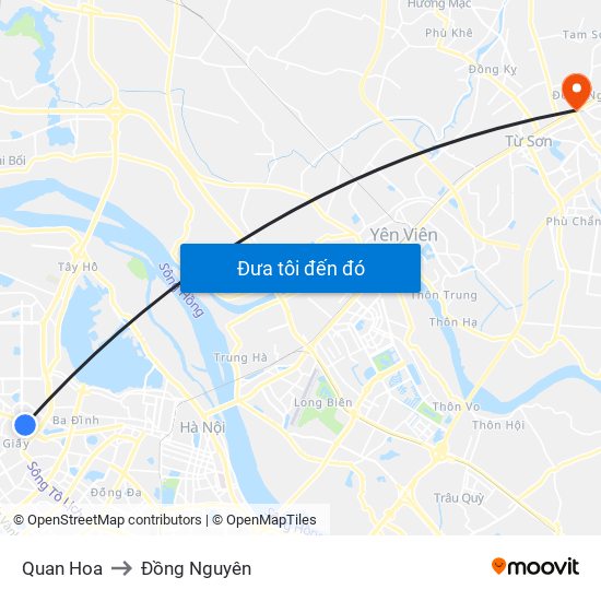 Quan Hoa to Đồng Nguyên map