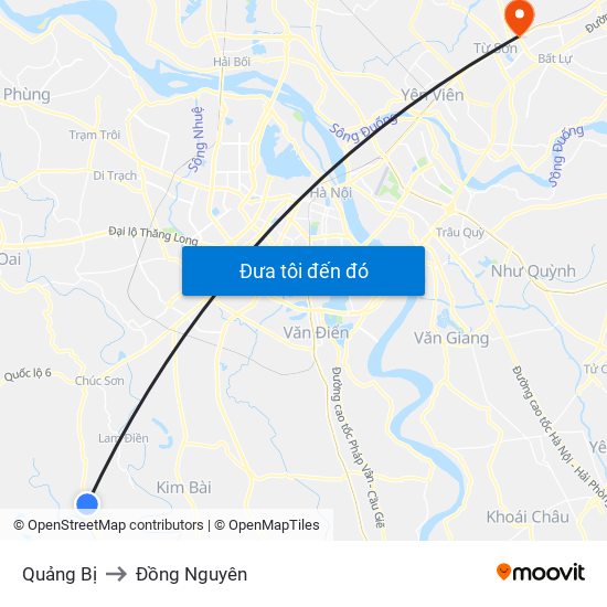 Quảng Bị to Đồng Nguyên map
