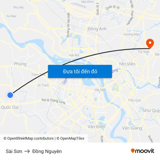 Sài Sơn to Đồng Nguyên map