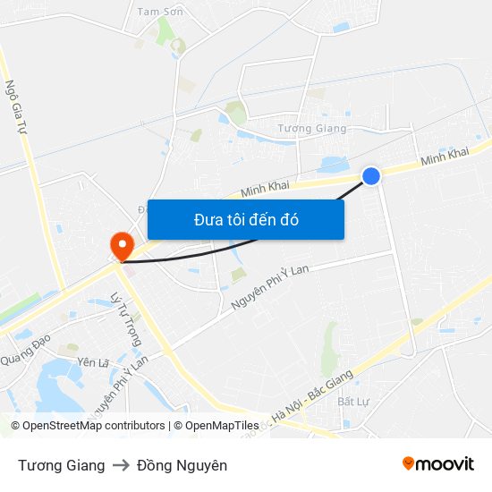 Tương Giang to Đồng Nguyên map