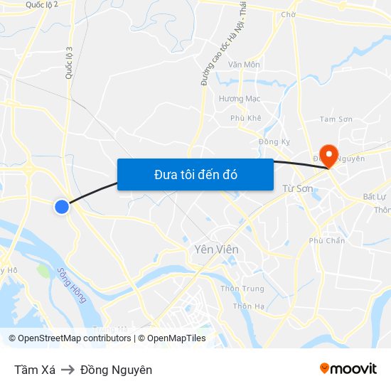 Tầm Xá to Đồng Nguyên map
