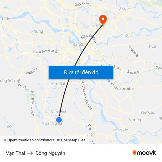 Vạn Thái to Đồng Nguyên map