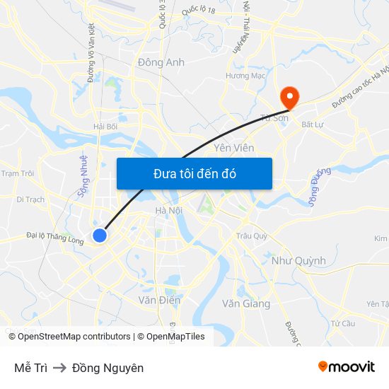 Mễ Trì to Đồng Nguyên map