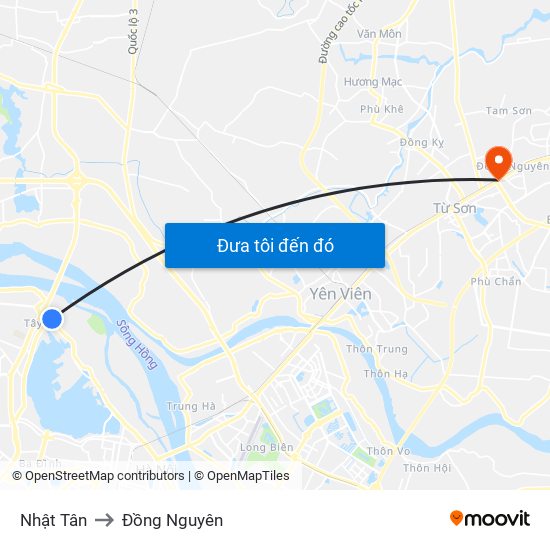 Nhật Tân to Đồng Nguyên map