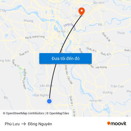 Phù Lưu to Đồng Nguyên map