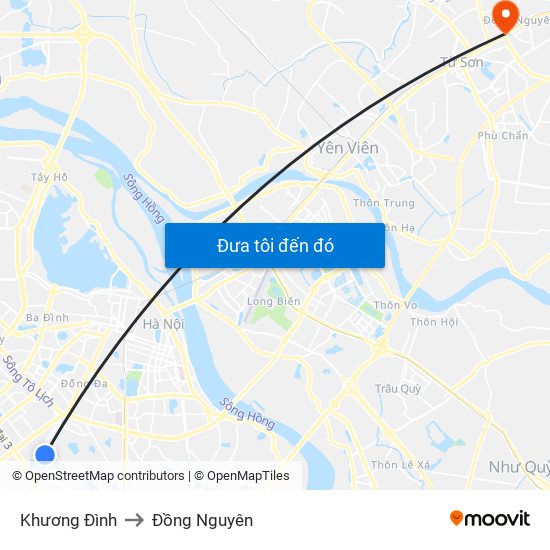 Khương Đình to Đồng Nguyên map