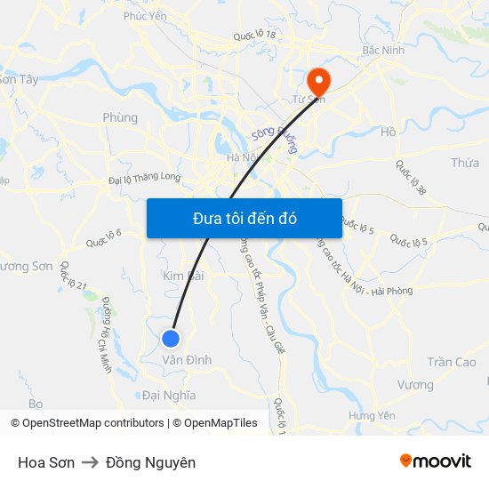 Hoa Sơn to Đồng Nguyên map