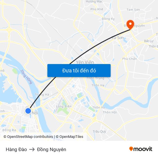 Hàng Đào to Đồng Nguyên map
