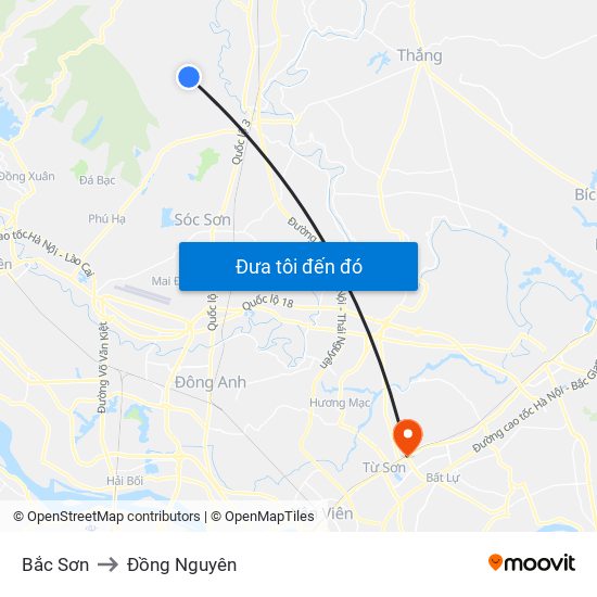 Bắc Sơn to Đồng Nguyên map