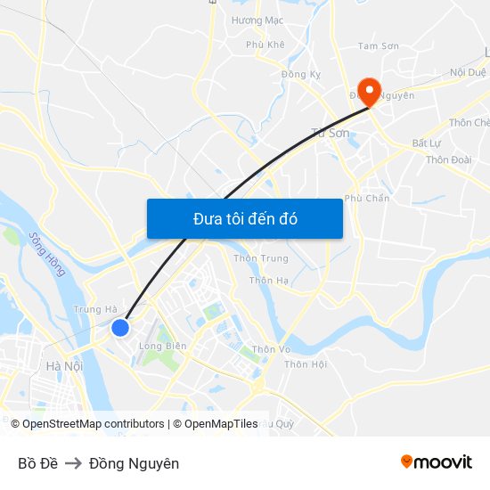 Bồ Đề to Đồng Nguyên map