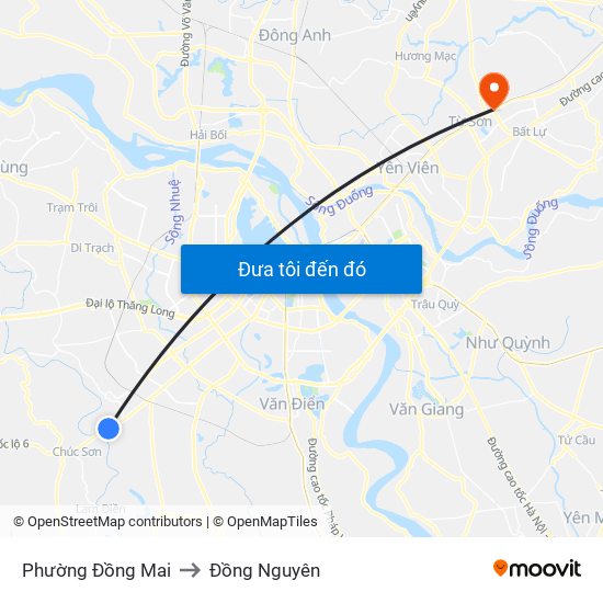 Phường Đồng Mai to Đồng Nguyên map