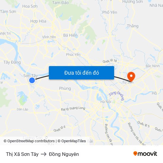 Thị Xã Sơn Tây to Đồng Nguyên map