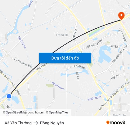 Xã Yên Thường to Đồng Nguyên map