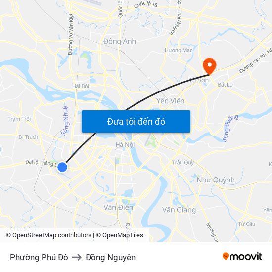 Phường Phú Đô to Đồng Nguyên map