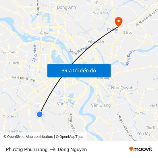 Phường Phú Lương to Đồng Nguyên map