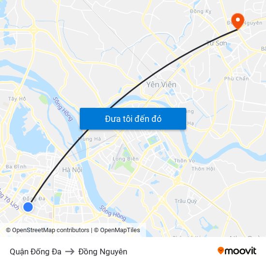 Quận Đống Đa to Đồng Nguyên map