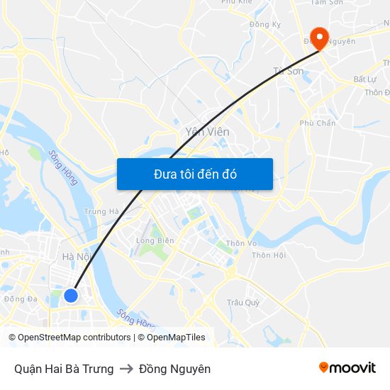 Quận Hai Bà Trưng to Đồng Nguyên map