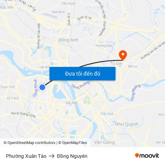 Phường Xuân Tảo to Đồng Nguyên map
