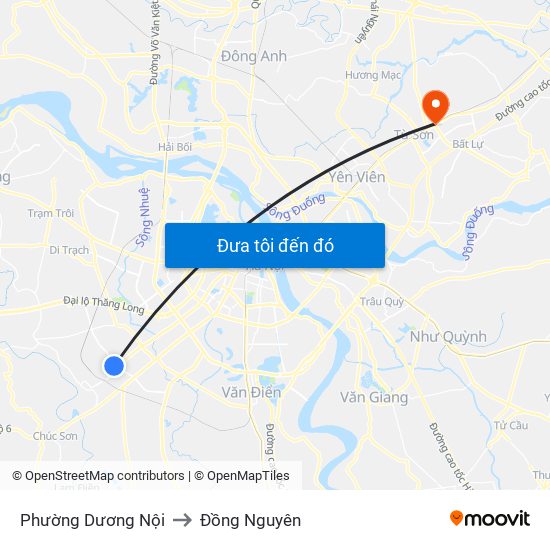 Phường Dương Nội to Đồng Nguyên map