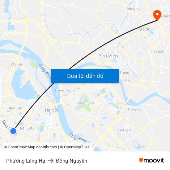 Phường Láng Hạ to Đồng Nguyên map